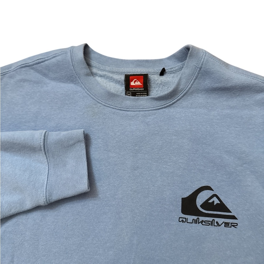 Quicksilver Men’s‎ Baby Blue Sweatshirt Size Medium Y2K Surf Skate Grunge Logo